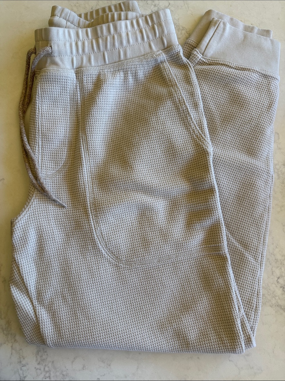 Lands' End Light Gray Waffle-Knit Sweatpants